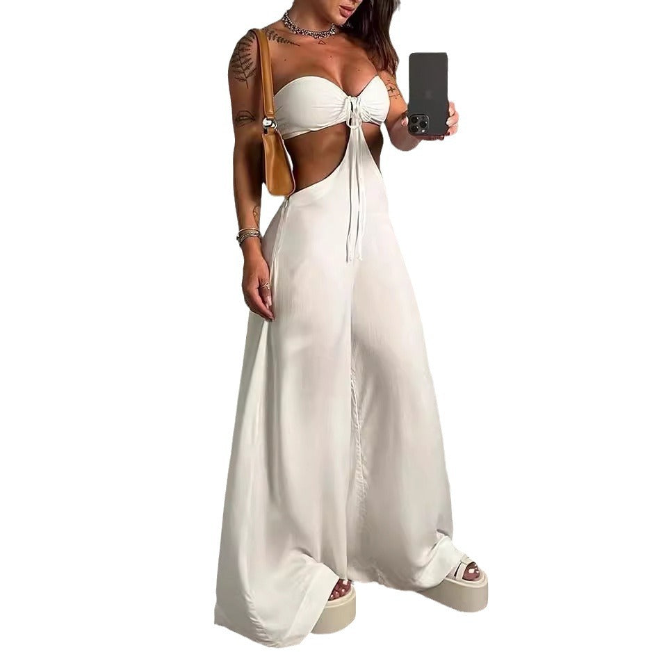 Reinliva Cut-Out Bandeau Jumpsuit – White Hot Edition