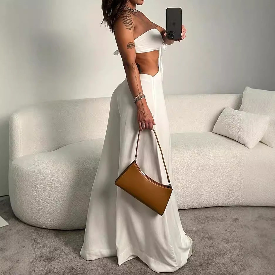 Reinliva Cut-Out Bandeau Jumpsuit – White Hot Edition