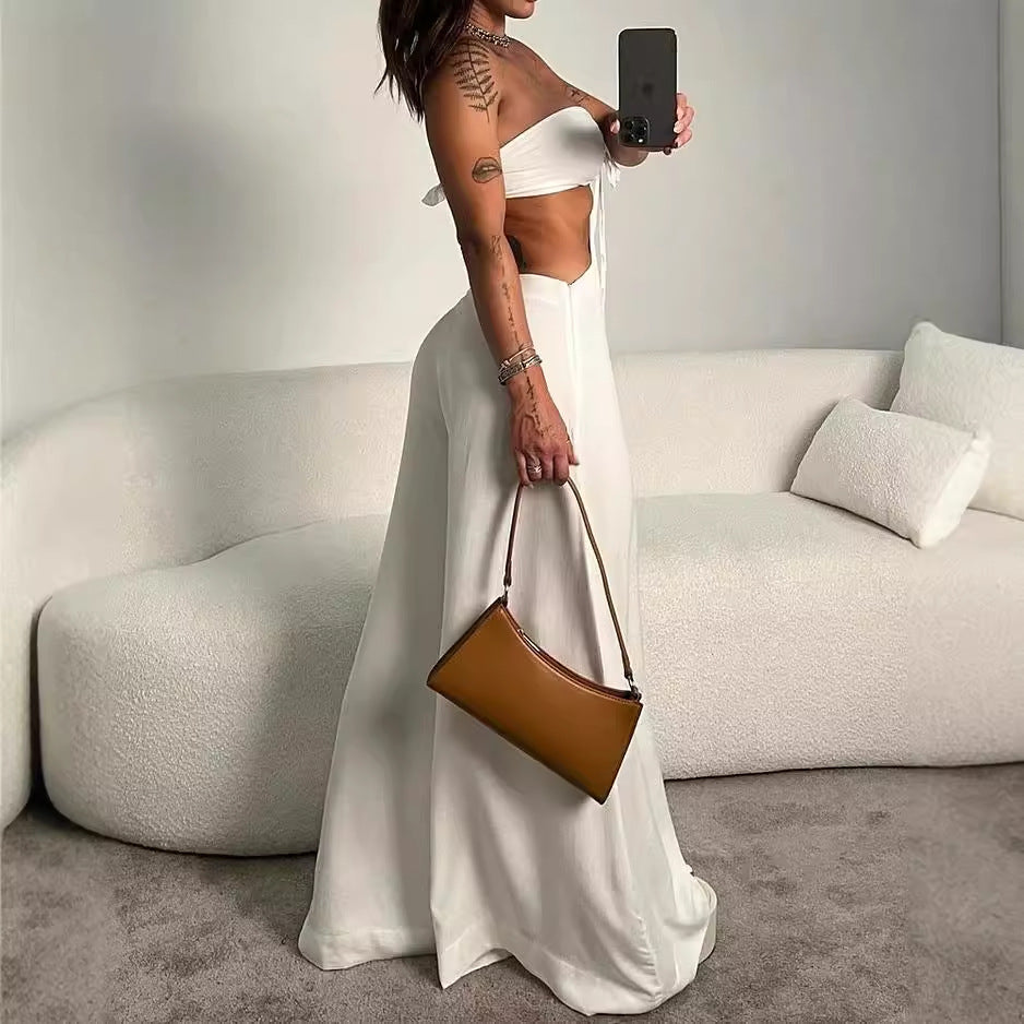Reinliva Cut-Out Bandeau Jumpsuit – White Hot Edition